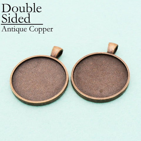 10 Pieces 30mm Double Sided Pendant Tray, Two Sides Pendant Bezel Blanks, Cabochon Base Setting