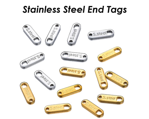 50 x Stainless Steel Extension Chain Tag End Charms, Stainless Steel Charm Tag with Text S.Steel for Extender Chain, Chain Connector Charms