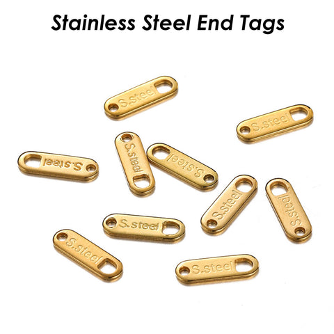 50 x Stainless Steel Extension Chain Tag End Charms, Stainless Steel Charm Tag with Text S.Steel for Extender Chain, Chain Connector Charms