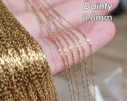 30 Feet 0.8mm Dainty Chain Stainless Steel, Beading Chain Gold Silver, Fine Chain Bulk, Very Thin Paperclip Chain for Jewelry Making