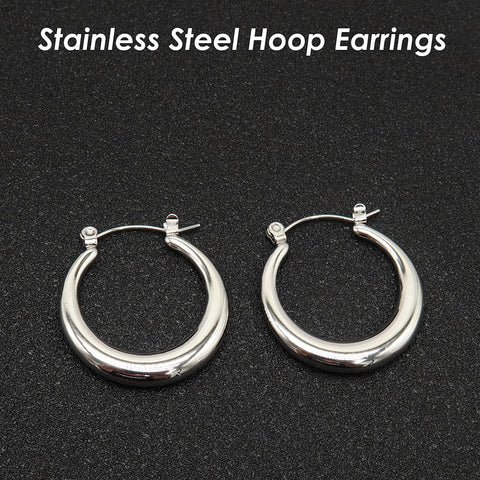 Stainless Steel Earring Hoops Gold Silver, Chunky Hoop Earrings for Women, Gold Hoop Earring Gift for Her, Jewelry Craft Supplies