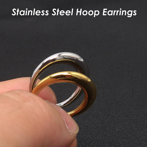 Stainless Steel Earring Hoops Gold Silver, Chunky Hoop Earrings for Women, Gold Hoop Earring Gift for Her, Jewelry Craft Supplies