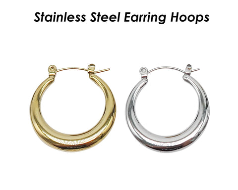 Stainless Steel Earring Hoops Gold Silver, Chunky Hoop Earrings for Women, Gold Hoop Earring Gift for Her, Jewelry Craft Supplies