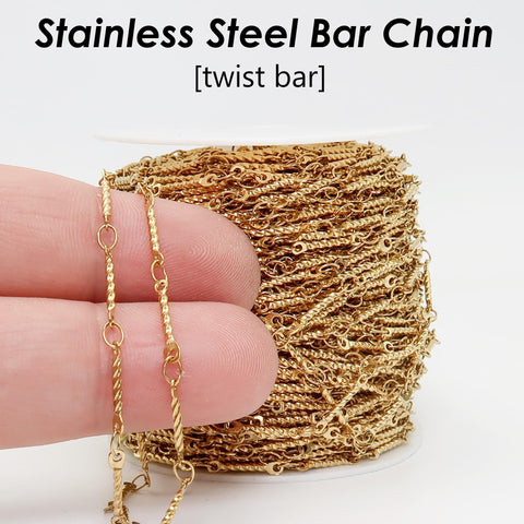 Stainless Steel Chain Bulk, Dainty Bar Chain Gold Silver, Bar Link Chain, Delicate Chain for Jewelry Making