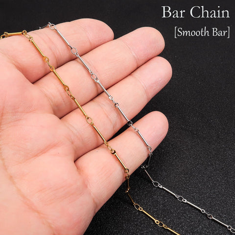 Stainless Steel Chain Bulk, Dainty Bar Chain Gold Silver, Bar Link Chain, Delicate Chain for Jewelry Making