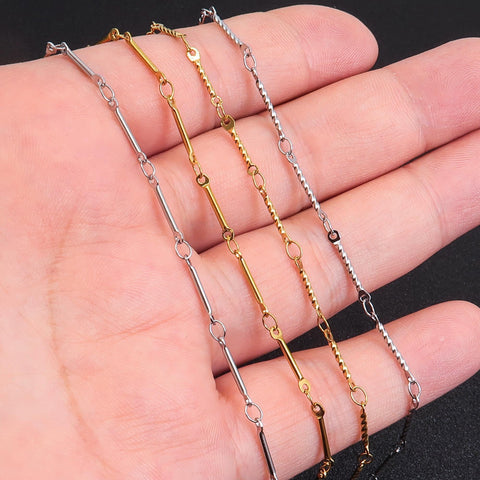 Stainless Steel Chain Bulk, Dainty Bar Chain Gold Silver, Bar Link Chain, Delicate Chain for Jewelry Making
