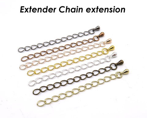 50 x Extender Chain for Jewelry Making, Extension Chain for Necklace Bracelet, Silver Bronze Copper Chain Extender, 2 Inch Chain Extension