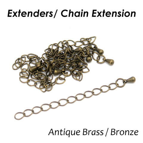50 x Extender Chain for Jewelry Making, Extension Chain for Necklace Bracelet, Silver Bronze Copper Chain Extender, 2 Inch Chain Extension