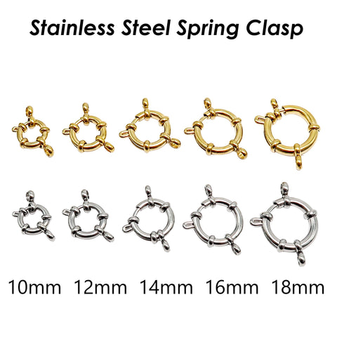 Sailor Clasp Stainless Steel Spring Clasp Closure, Big Ring Clasp Gold Silver, Spring Ring Clasps for Jewelry Making