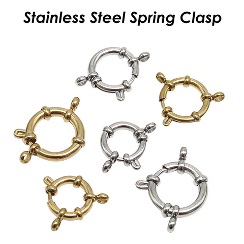 Sailor Clasp Stainless Steel Spring Clasp Closure, Big Ring Clasp Gold Silver, Spring Ring Clasps for Jewelry Making