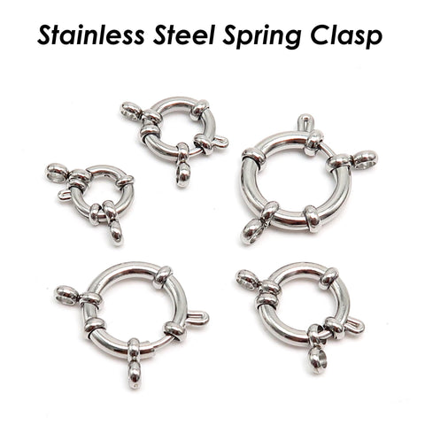 Sailor Clasp Stainless Steel Spring Clasp Closure, Big Ring Clasp Gold Silver, Spring Ring Clasps for Jewelry Making