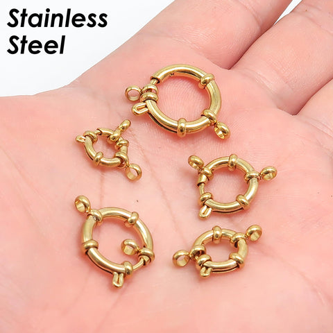 Sailor Clasp Stainless Steel Spring Clasp Closure, Big Ring Clasp Gold Silver, Spring Ring Clasps for Jewelry Making