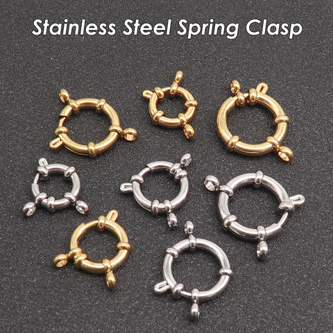 Sailor Clasp Stainless Steel Spring Clasp Closure, Big Ring Clasp Gold Silver, Spring Ring Clasps for Jewelry Making