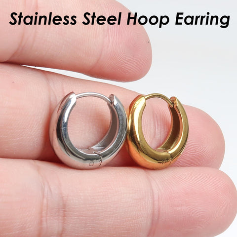 Stainless Steel Earring Hoops Gold Silver, Small Chunky Hoop Earrings for Women, Gold Hoop Earring, Gift for Her, Jewelry Craft Supplies