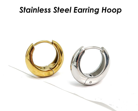 Stainless Steel Earring Hoops Gold Silver, Small Chunky Hoop Earrings for Women, Gold Hoop Earring, Gift for Her, Jewelry Craft Supplies
