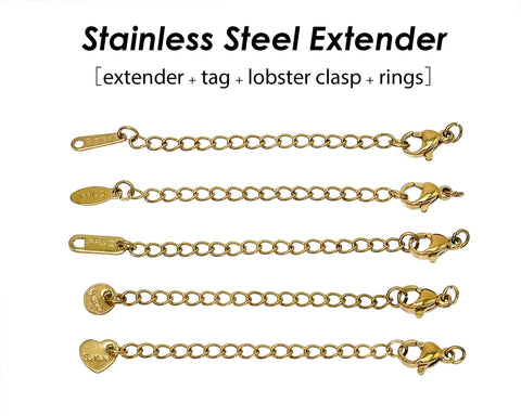 Stainless Steel Chain Extender with Lobster Claps, Extension Chain Gold Silver, 2 Inch Extender Chain for Jewelry Making
