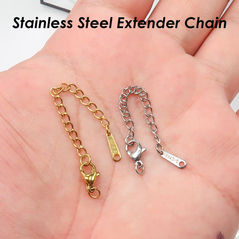 Stainless Steel Chain Extender with Lobster Claps, Extension Chain Gold Silver, 2 Inch Extender Chain for Jewelry Making