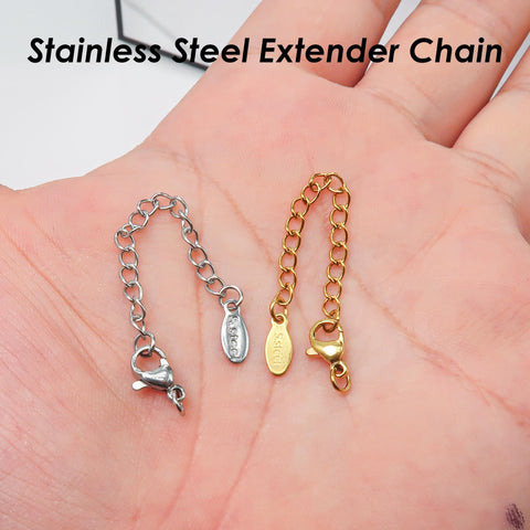 Stainless Steel Chain Extender with Lobster Claps, Extension Chain Gold Silver, 2 Inch Extender Chain for Jewelry Making