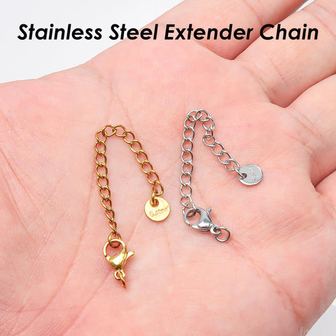 Stainless Steel Chain Extender with Lobster Claps, Extension Chain Gold Silver, 2 Inch Extender Chain for Jewelry Making