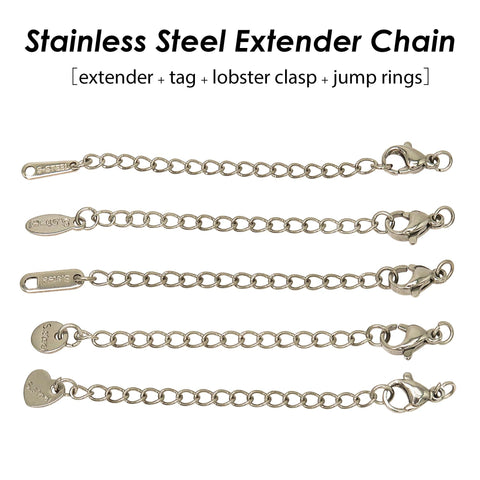 Stainless Steel Chain Extender with Lobster Claps, Extension Chain Gold Silver, 2 Inch Extender Chain for Jewelry Making