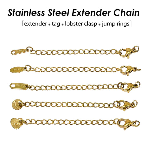 Stainless Steel Chain Extender with Lobster Claps, Extension Chain Gold Silver, 2 Inch Extender Chain for Jewelry Making