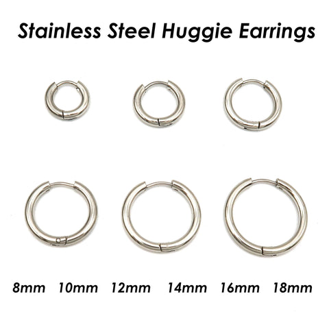 Huggie Hoop Earring Hooks Stainless Steel, Hinged Earring Hoops Gold Silver Black Hypoallergenic Hook Earring Supplies for Jewelry Making
