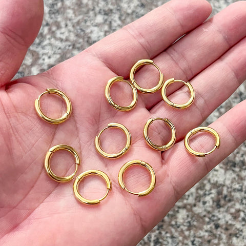 Huggie Hoop Earring Hooks Stainless Steel, Hinged Earring Hoops Gold Silver Black Hypoallergenic Hook Earring Supplies for Jewelry Making