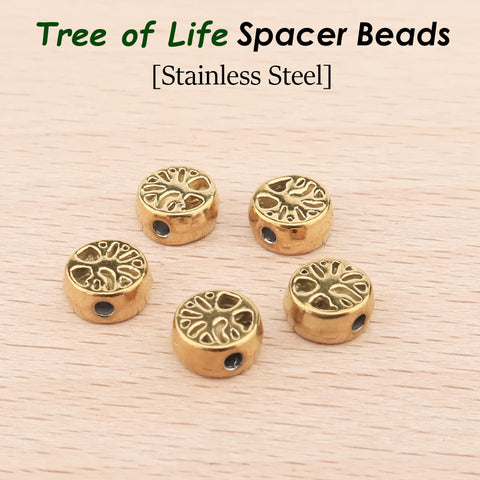 6mm Tree of Life Charm Beads Stainless Steel Spacer Beads for Jewelry Making