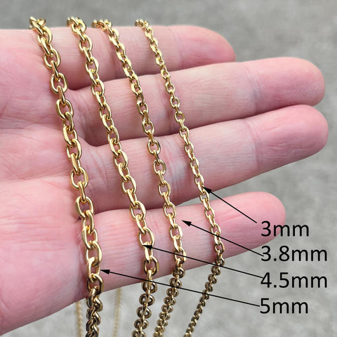 10 Feet Diamond Cut Cable Chain Gold Silver, Bulk Stainless Steel Chain Jewelry Making
