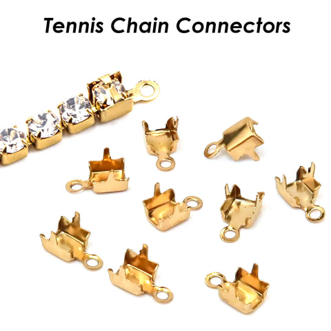 20 x Stainless Steel Cup Chain Connectors Gold Silver, End Caps for Rhinestone Chain