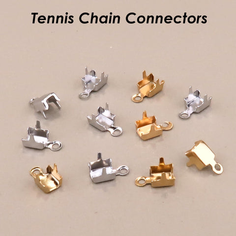 20 x Stainless Steel Cup Chain Connectors Gold Silver, End Caps for Rhinestone Chain