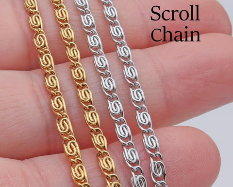 Scroll Chain, Fancy Snail chain, Bulk Stainless Steel Chain for Handmade Jewelry Making