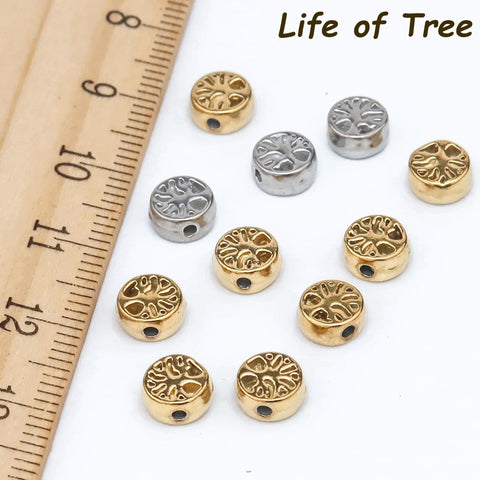 6mm Tree of Life Charm Beads Stainless Steel Spacer Beads for Jewelry Making