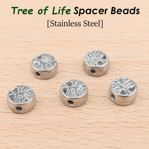 6mm Tree of Life Charm Beads Stainless Steel Spacer Beads for Jewelry Making