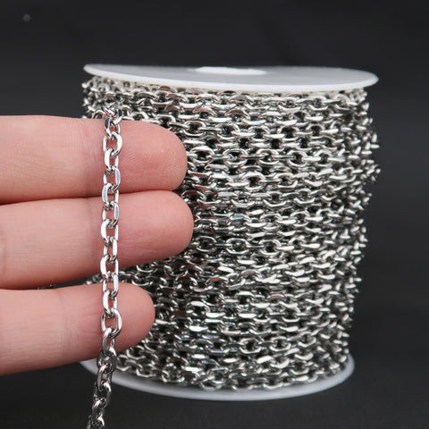 10 Feet Diamond Cut Cable Chain Gold Silver, Bulk Stainless Steel Chain Jewelry Making