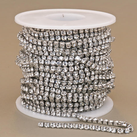 Crystal Rhinestone Chain 2.5/3/4mm Stainless Steel Cup Chain, Sparkling Jewelry Making