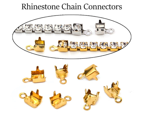 20 x Stainless Steel Cup Chain Connectors Gold Silver, End Caps for Rhinestone Chain