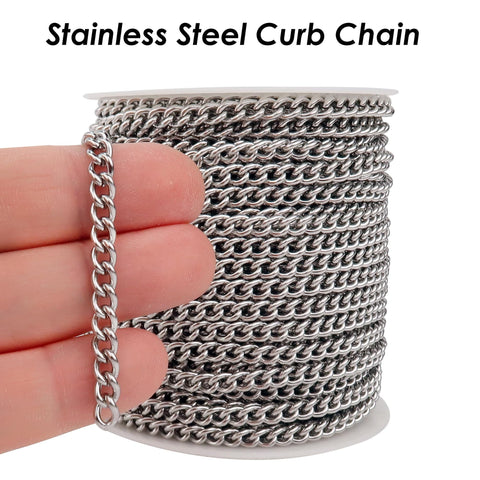5mm Curb Chain Gold Black Silver Stainless Steel Curb Link Chain for Jewelry Making