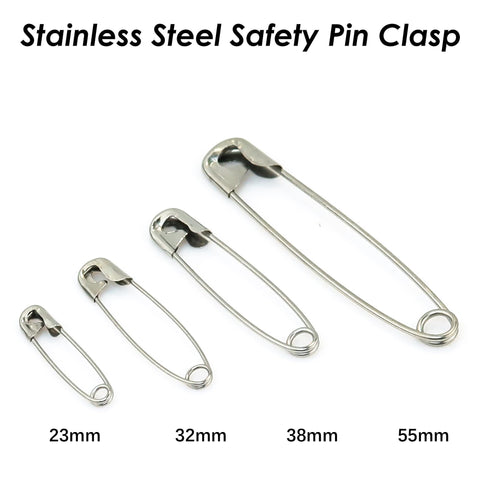 Stainless Steel Safety Pin Clasp, Brooch Pin Findings for DIY Jewelry Making