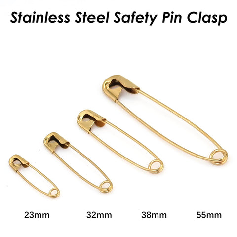Stainless Steel Safety Pin Clasp, Brooch Pin Findings for DIY Jewelry Making