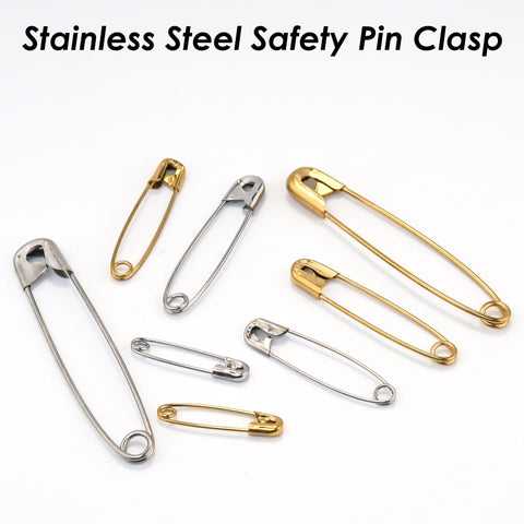 Stainless Steel Safety Pin Clasp, Brooch Pin Findings for DIY Jewelry Making