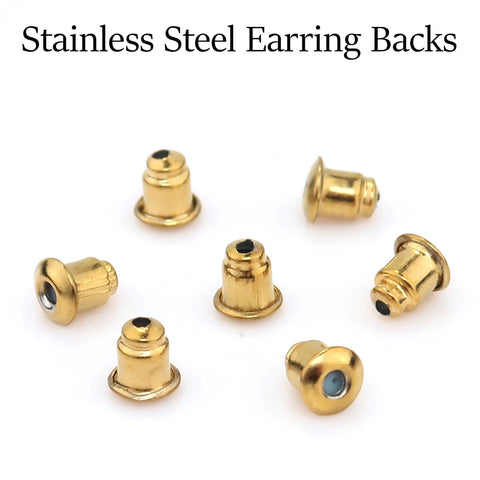 50 x Comfort Earring Backs Stainless Steel, Bullet Clutch Earring Stopper, Earring Nuts Gold Silver