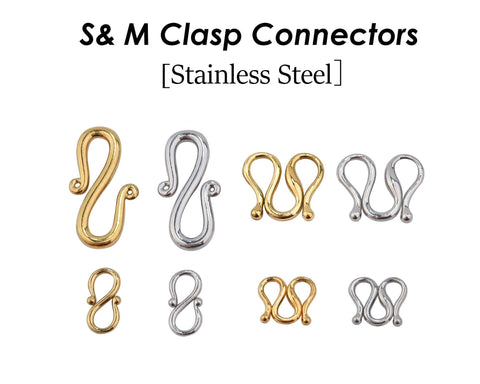 S Hook Clasps, M Clasps, W Clasp Connectors, Stainless Steel Clasp Gold, Jewelry Clasp for Necklace and Bracelet