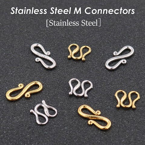 S Hook Clasps, M Clasps, W Clasp Connectors, Stainless Steel Clasp Gold, Jewelry Clasp for Necklace and Bracelet