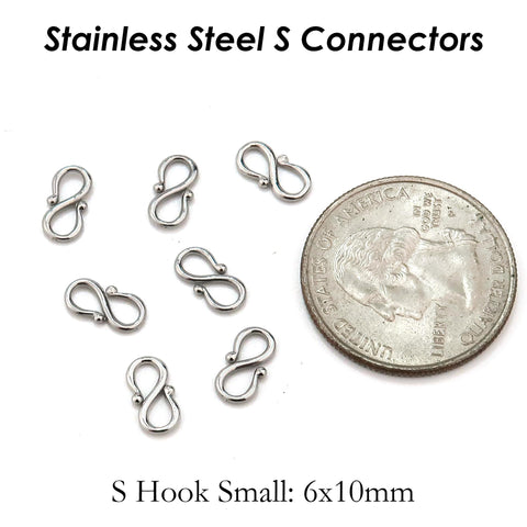S Hook Clasps, M Clasps, W Clasp Connectors, Stainless Steel Clasp Gold, Jewelry Clasp for Necklace and Bracelet