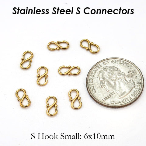 S Hook Clasps, M Clasps, W Clasp Connectors, Stainless Steel Clasp Gold, Jewelry Clasp for Necklace and Bracelet