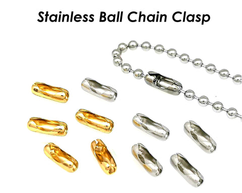 100 x Stainless Steel Ball Chain Connectors 1.5mm, 2mm, 2.4mm Ball Chain Clasps