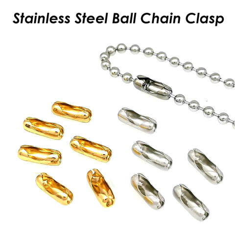 100 x Stainless Steel Ball Chain Connectors 1.5mm, 2mm, 2.4mm Ball Chain Clasps