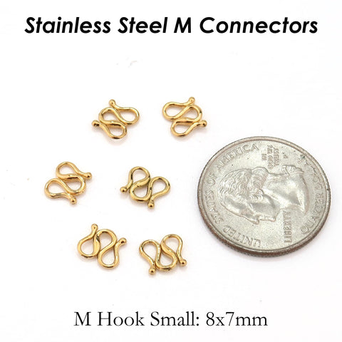 S Hook Clasps, M Clasps, W Clasp Connectors, Stainless Steel Clasp Gold, Jewelry Clasp for Necklace and Bracelet