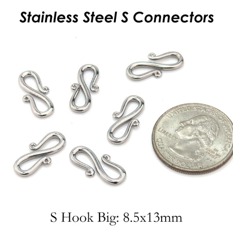 S Hook Clasps, M Clasps, W Clasp Connectors, Stainless Steel Clasp Gold, Jewelry Clasp for Necklace and Bracelet
